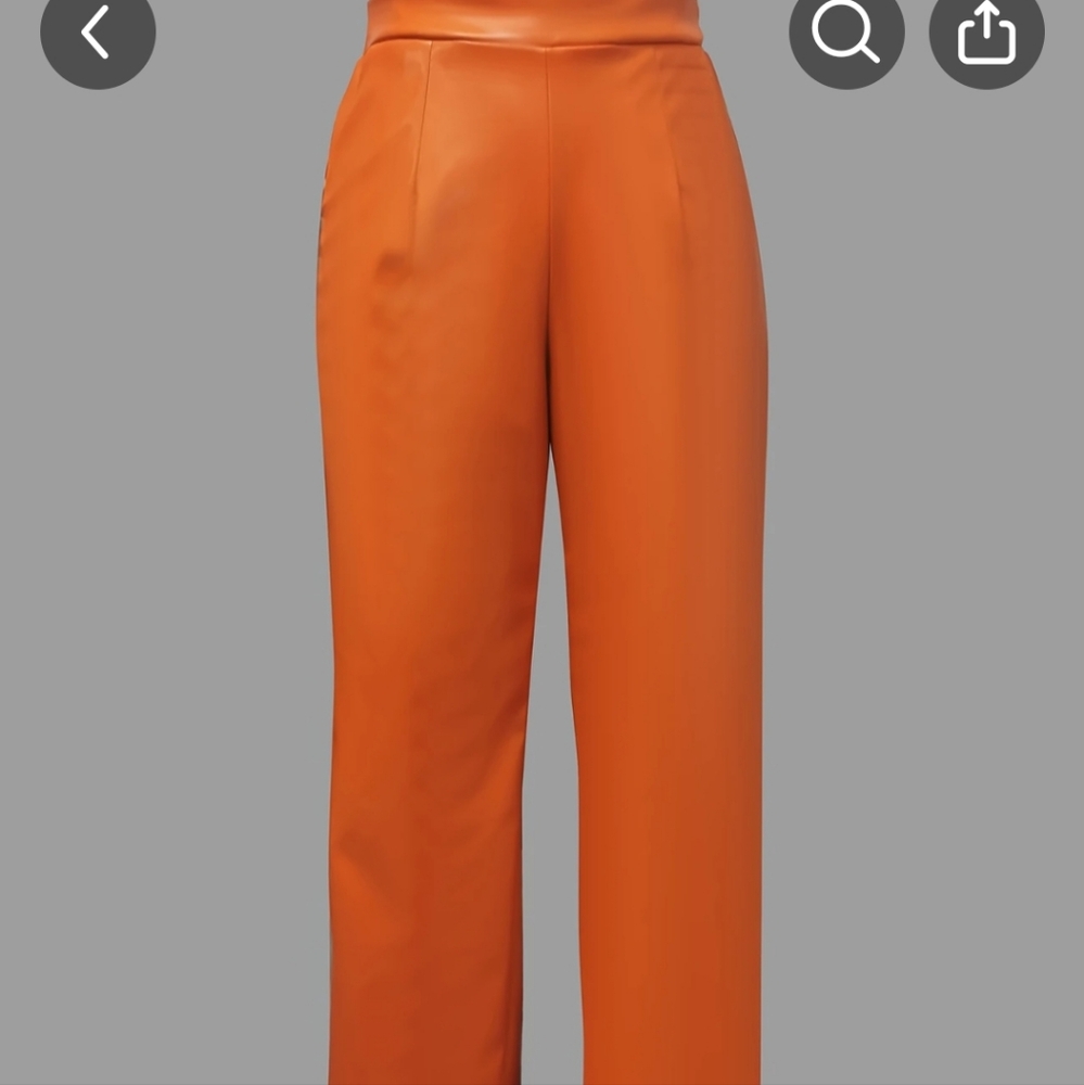 Chic Faux Orange Leather Jacket/Pants - image 4